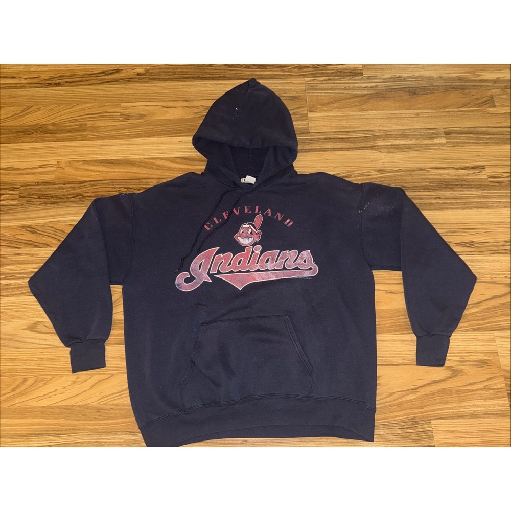 Cleveland Indians Hoodie Unisex Size XL Navy Lee Sport Brand Vintage 1998